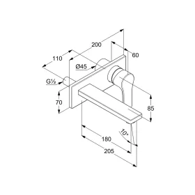   KLUDI-ZENTA SL falsík alatti, kétlyukas fali mosdócsap, 180 mm,  fekete
