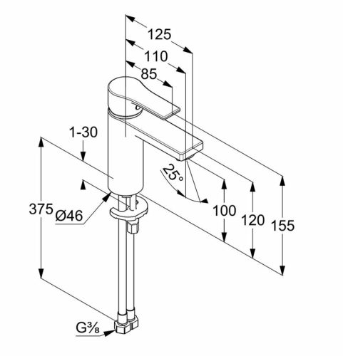 KLUDI-ZENTA SL mosdócsap 100 leeresztő nélkül