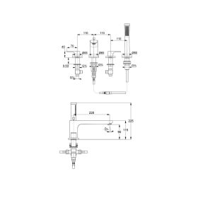 KLUDI-ZENTA SL 4-lyukas kádtöltő- és zuhanycsap