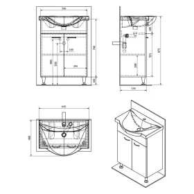   Aqualine KERAMIA FRESH mosdótartó szekrény platina tölgy 60,5x74x34 cm 50065