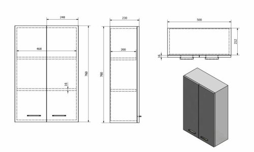 Aqualine ZOJA/KERAMIA FRESH felsőszekrény 50x76x23 cm 51302