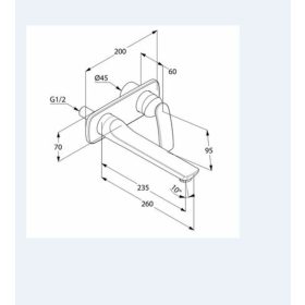   KLUDI-BALANCE falsík alatti, kétlyukas fali mosdócsap 230 mm