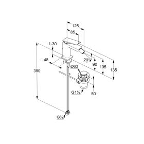 KLUDI-DECUS bidécsap, leeresztővel, bronze