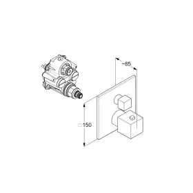   KLUDI-DECUS falsík alatti termosztátos kád/zuhanycsap, gunmetal