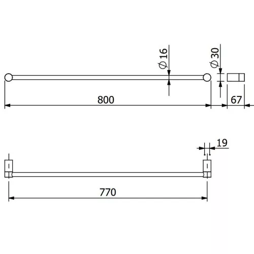 KLUDI-VELA R törölközőtartó 1-es, 80cm, króm