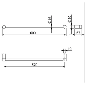KLUDI-VELA R törölközőtartó 1-es, 60cm, matt fekete