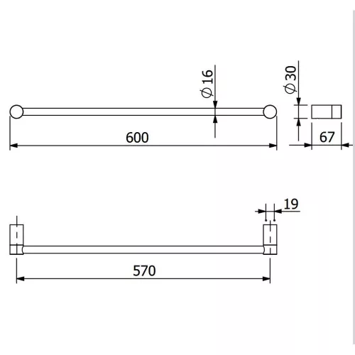 KLUDI-VELA R törölközőtartó 1-es, 60cm, matt fekete