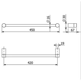 KLUDI-VELA R törölközőtartó 1-es, 45cm, króm