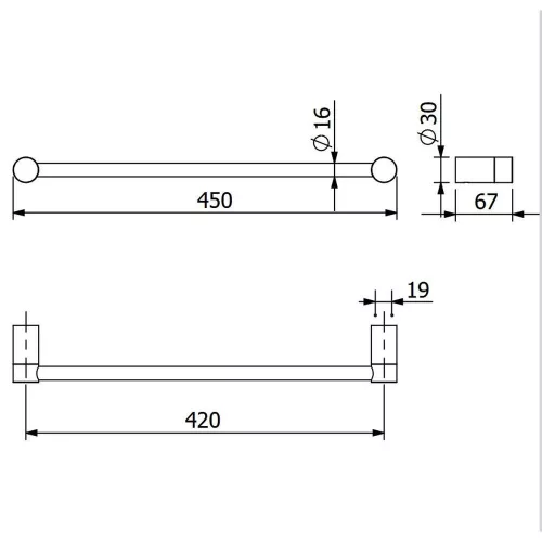KLUDI-VELA R törölközőtartó 1-es, 45cm, króm