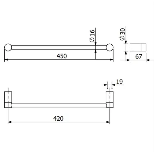 KLUDI-VELA R törölközőtartó 1-es, 45cm, matt fekete