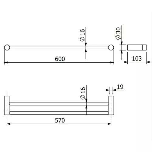KLUDI-VELA R törölközőtartó 2-es, 60cm, gold