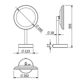 KLUDI-VELA R asztali sminktükör, matt fekete