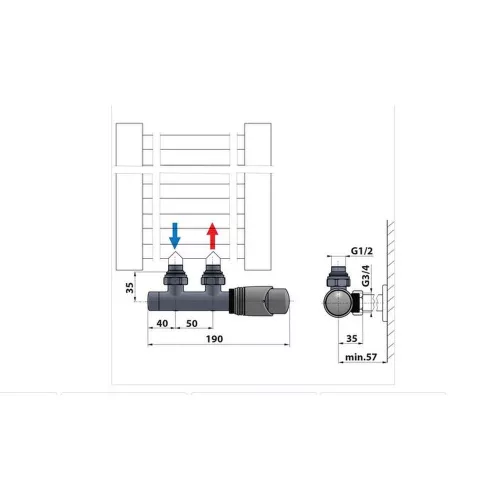 Sapho WICHER radiátorszelep termosztáttal KRÓM, bekötés: 50mm (600.311.1)