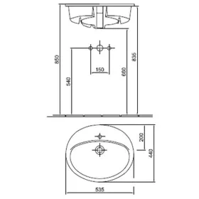   Alföldi Saval 2.0 beépíthető mosdó 53x44cm Easyplus mázfelülettel (6006 33 R1) - Kifutó!