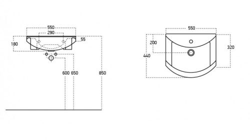 Sanovit ZENON porcelán mosdókagyló 55 x 44 cm