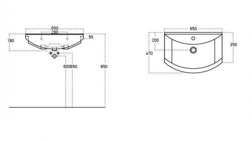 Sanovit ZENON porcelán mosdókagyló 65 x 47 cm
