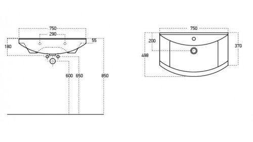 Sanovit ZENON porcelán mosdókagyló 75 x 50cm