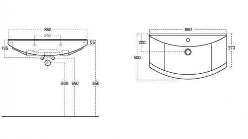 Sanovit ZENON porcelán mosdókagyló 85 x 50 cm