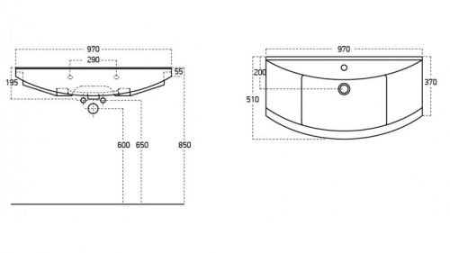 Sanovit ZENON porcelán mosdókagyló 95 x 51 cm