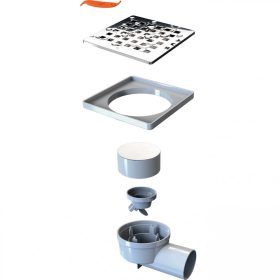   SAY Deniz 15x15 cm padlóösszefolyó rozsdamentes ráccsal - oldalsó kifolyással