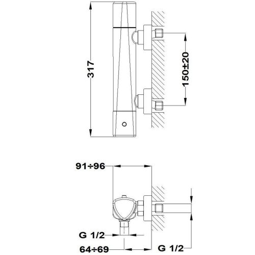 Strohm-Teka Itaca termosztátos zuhany csaptelep Tüzes bronz 67201020BZ