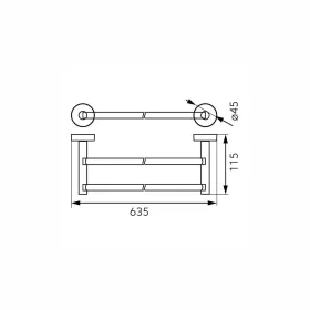   Ferro MEPHISTO kétrészes törölközőtartó polc 600 x 100 mm  6825,0