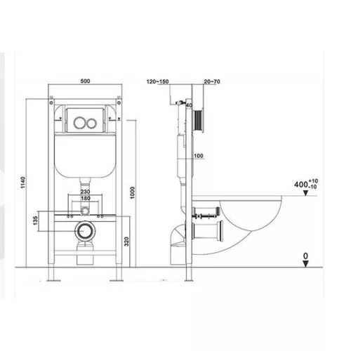 Mofém EVO-TECH falba épített WC tartály 500x100x1140mm