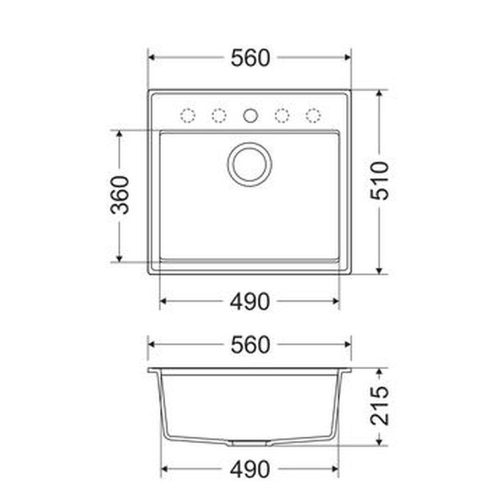 Mofém Zenit 1B Metál fekete gránit mosogató 1 medencés 560x510mm