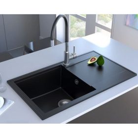   Mofém Zenit 78 1B1D Metál fekete gránit mosogató 1 medence + csepptálca 780x460mm