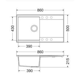   Mofém Zenit 86 1B1D Szürke gránit mosogató 1 medence + csepptálca 860x500mm