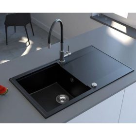   Mofém Zenit 86 1B1D Metál fekete gránit mosogató 1 medence + csepptálca 860x500mm