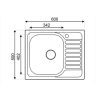 Mofém Infinite 1B 1/2D mosogató rozsdamentes 1 medence+ 1/2 csepptálca 600x500mm, szatén