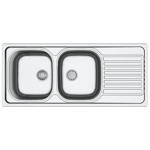 Mofém Infinite 2B1D mosogató rozsdamentes 2 medence + csepptálca 1160x500mm, polírozott