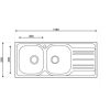 Mofém Infinite 2B1D mosogató rozsdamentes 2 medence + csepptálca 1160x500mm, polírozott
