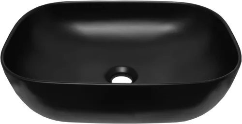 EROS SMILE 3 - PULTRA ültethető - Top Counter - porcelán mosdó - MATT FEKETE - 46,5 x 32,5 x 13 cm