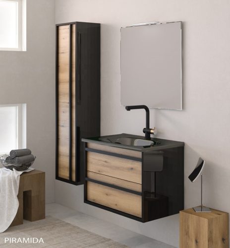 PIRAMIDA EURIDIKA OLIVA - FEKETE BETA fali függesztett fürdőszobai ÁLLÓSZEKRÉNY - 35 x 150