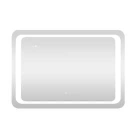   AURA Led TOUCH fürdőszobai tükör - páramenetesítővel - órával - fekvő - 60 x 80 cm