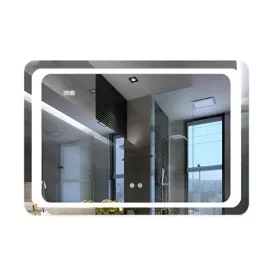   AURA Led TOUCH fürdőszobai tükör - páramenetesítővel - órával - fekvő - 60 x 80 cm