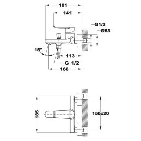   Strohm-Teka Ethika kádtöltő csaptelep zuhanyszettel Fekete 84122620N