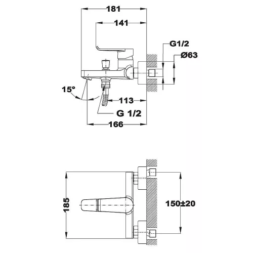 Strohm-Teka Ethika kádtöltő csaptelep zuhanyszettel Fekete 84122620N