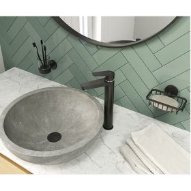   Mofém Black Zenit mosdó csaptelep magasított fekete, Click leeresztő szeleppel