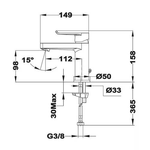 Strohm-Teka Ethika mosdó csaptelep Fekete 84346625N
