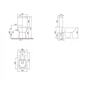   CeraStyle BELLA monoblokk WC -  WC tartály - öblítőszelep - mély öblítésű