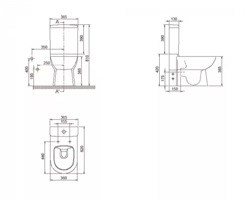 CeraStyle BELLA monoblokk WC -  WC tartály - öblítőszelep - mély öblítésű