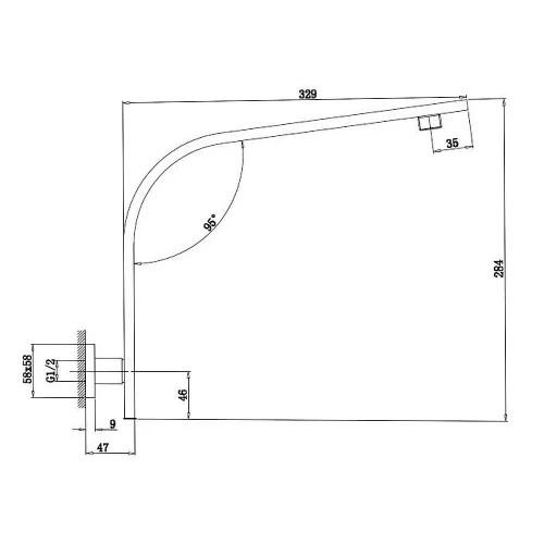 Sapho Zuhanykar 33cm, fejzuhanyhoz, magasítós, króm (9002)