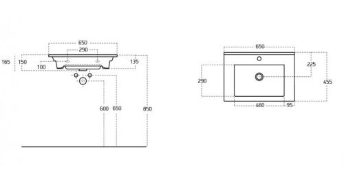Sanovit ATRIA porcelán mosdókagyló 65 x 45,5 cm
