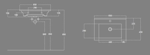 Aqualine ZUNO mosdó 65x45 cm 9065