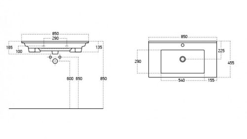 Sanovit ATRIA porcelán mosdókagyló 85 x 45,5 cm