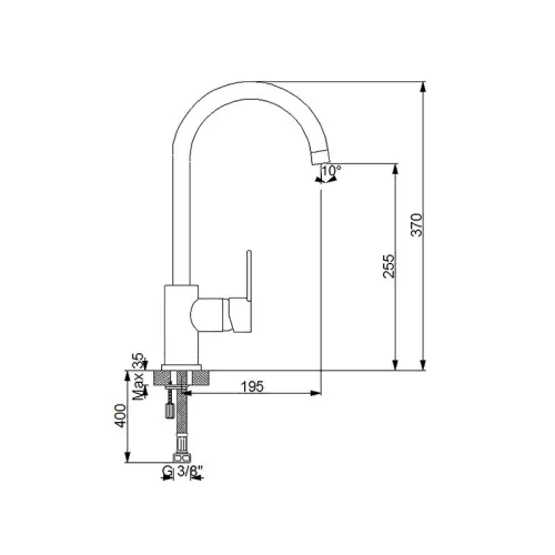 NewArc DOMINO álló mosogató csaptelep króm - SZÜRKE flexibilis kifolyócsővel