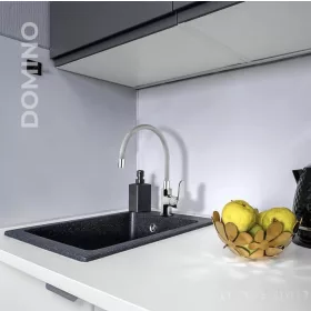   NewArc DOMINO álló mosogató csaptelep króm - PIROS flexibilis kifolyócsővel